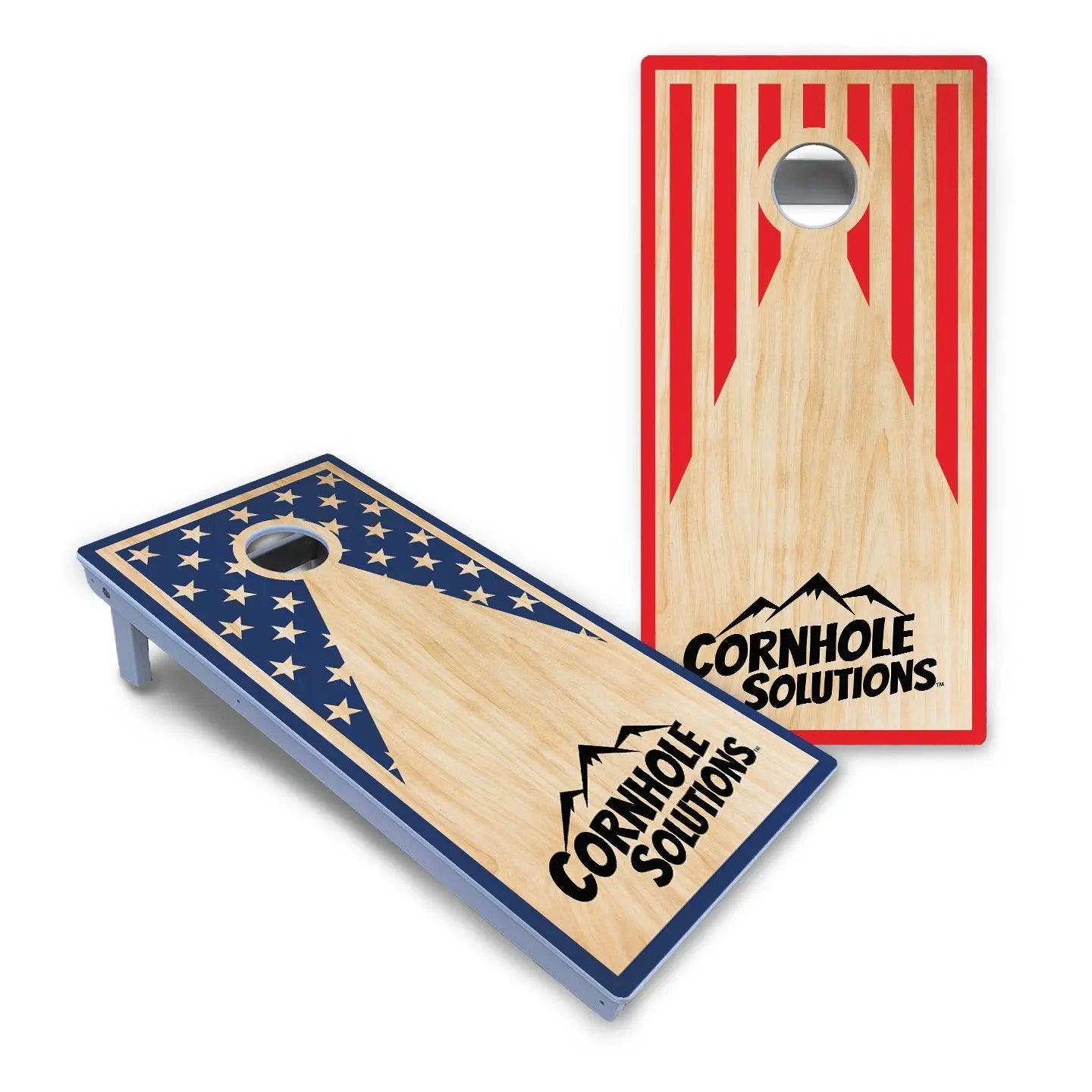 Stars & Stripes CS Logo Cornhole Boards - All Weather Series by Cornhole Solutions, custom cornhole board main product photo