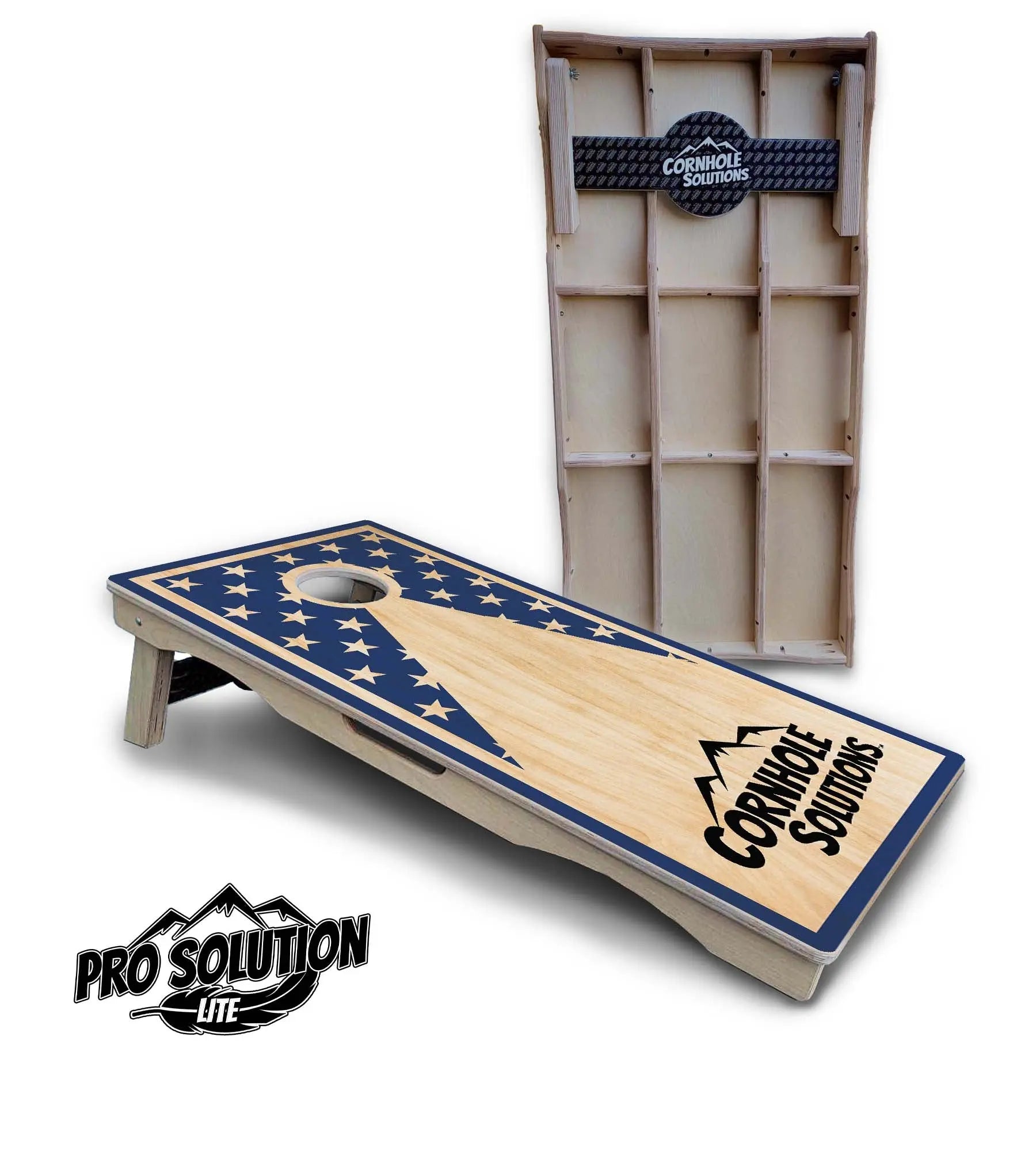 Stars & Stripes Keyhole CS Logo Cornhole Boards - Pro Solution Lite Series by Cornhole Solutions, custom cornhole board detail photo 3