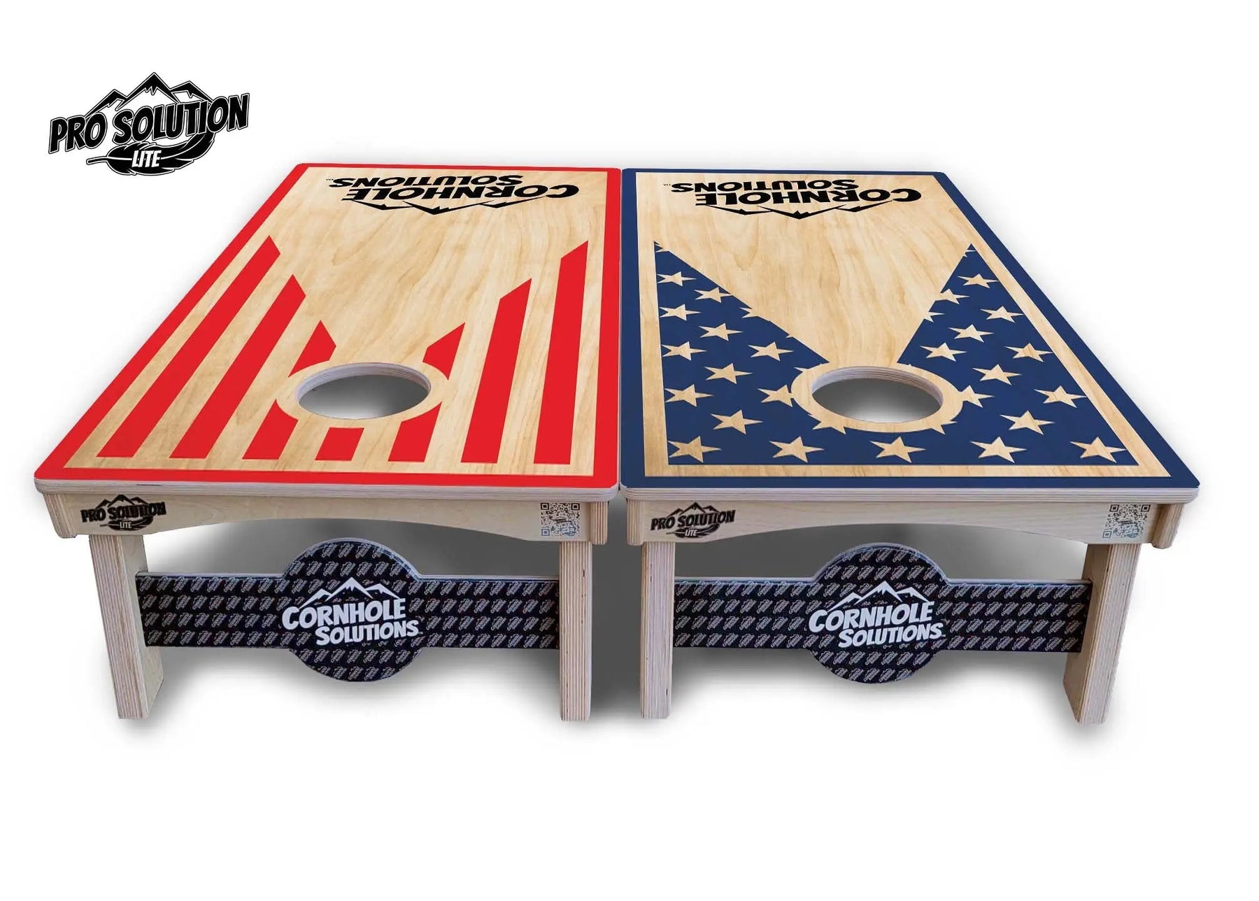 Stars & Stripes Keyhole CS Logo Cornhole Boards - Pro Solution Lite Series by Cornhole Solutions, custom cornhole board detail photo 5