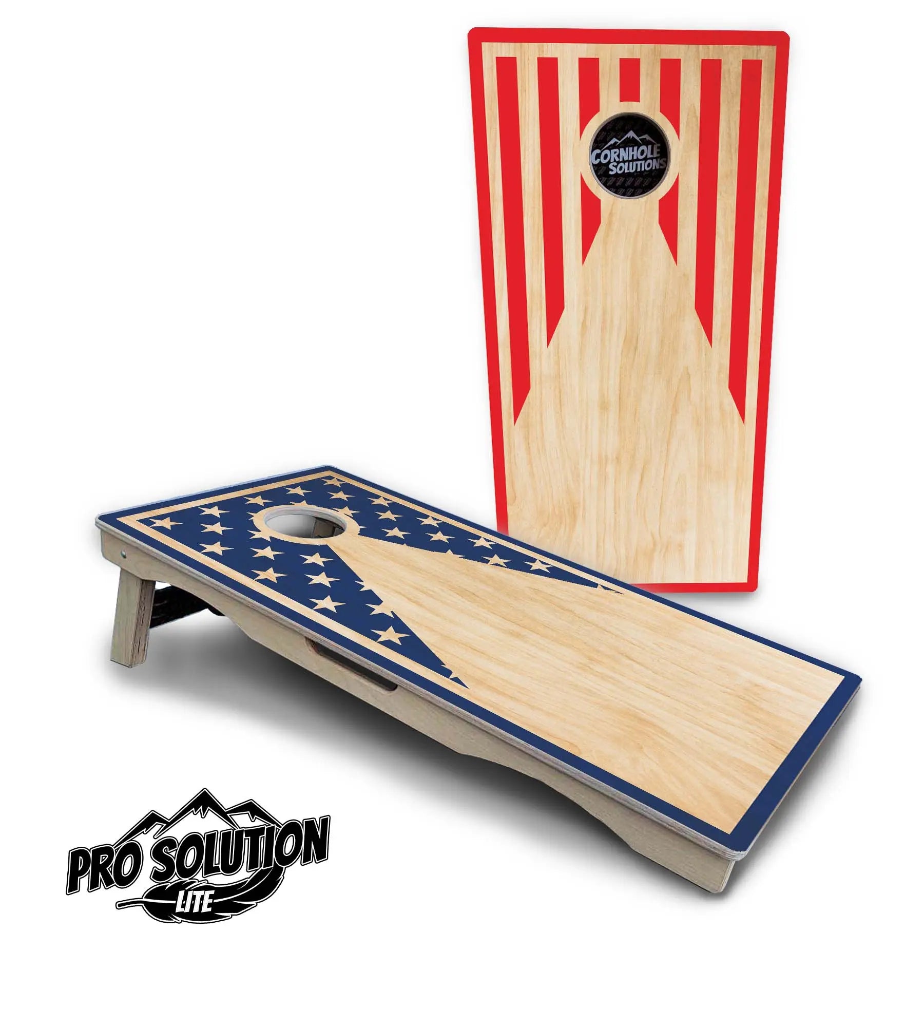 Stars & Stripes Keyhole Cornhole Boards - Pro Solution Lite Series by Cornhole Solutions, custom cornhole board main product photo
