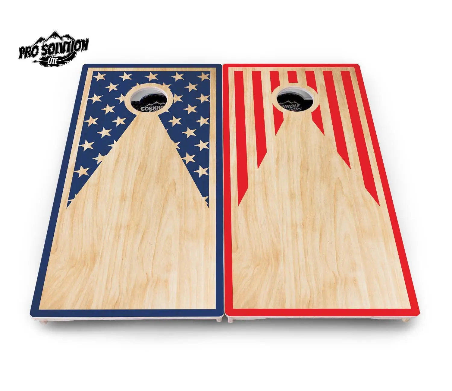 Stars & Stripes Keyhole Cornhole Boards - Pro Solution Lite Series by Cornhole Solutions, custom cornhole board detail photo 2
