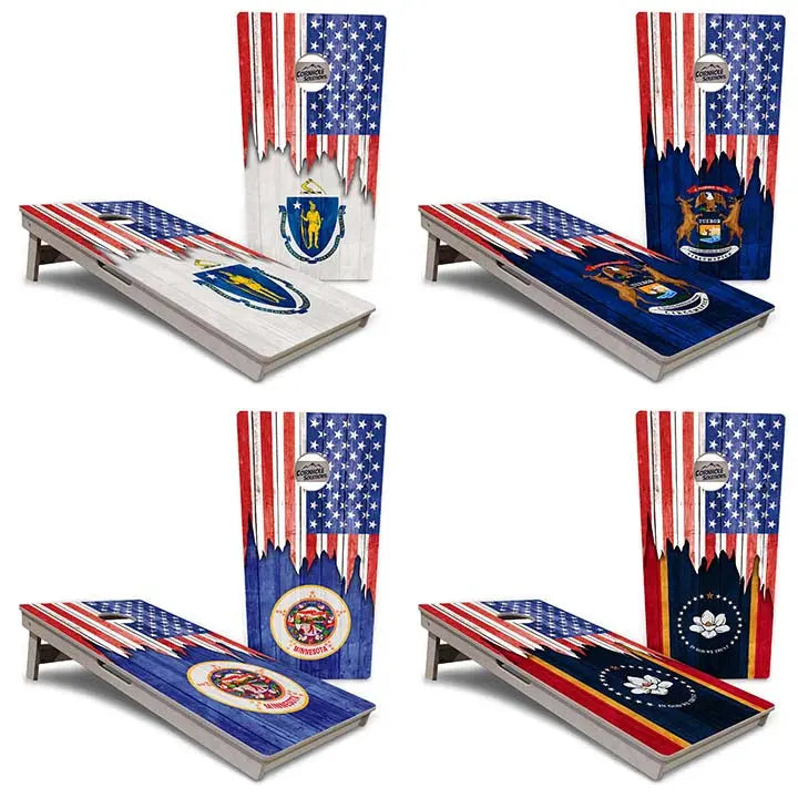 State Flags Massachusetts to New Jersey Cornhole Boards - Professional Tournament Series by Cornhole Solutions, custom cornhole board main product photo