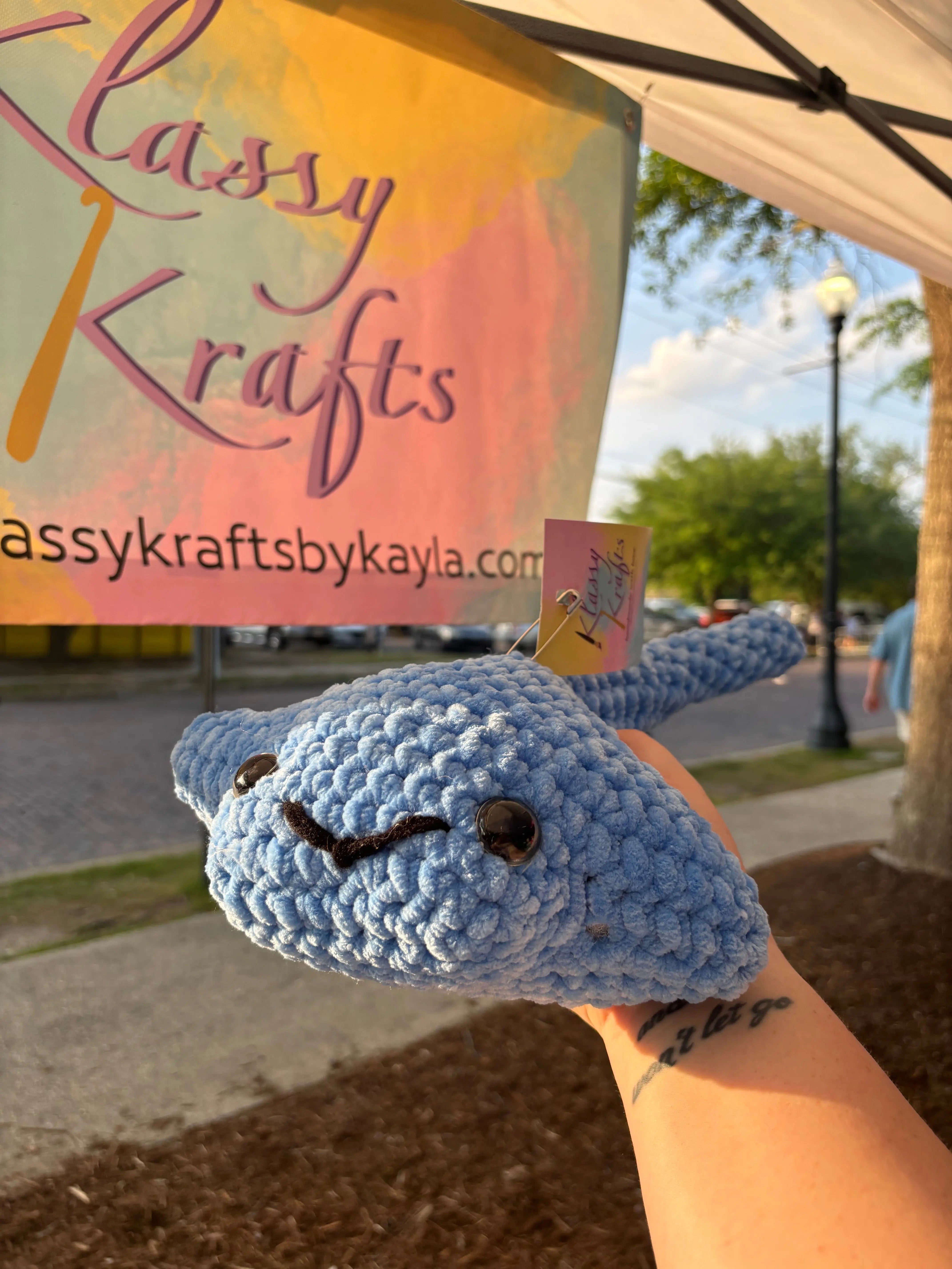 Stephen the Crochet Stingray Plush Toy - Handmade Blue Stingray from Main Street Collective Handmade Crafts