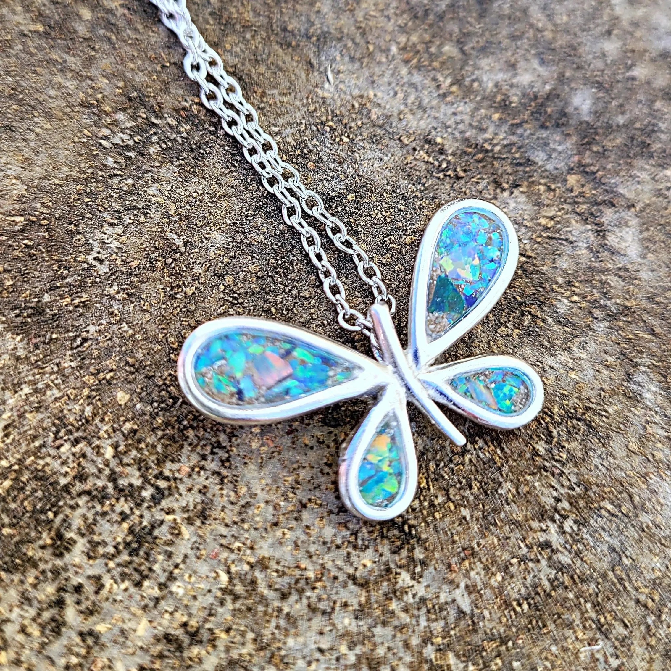 Sterling Silver Butterfly Memorial Pendant by Cotton Street Art Company, handmade jewelry main product photo