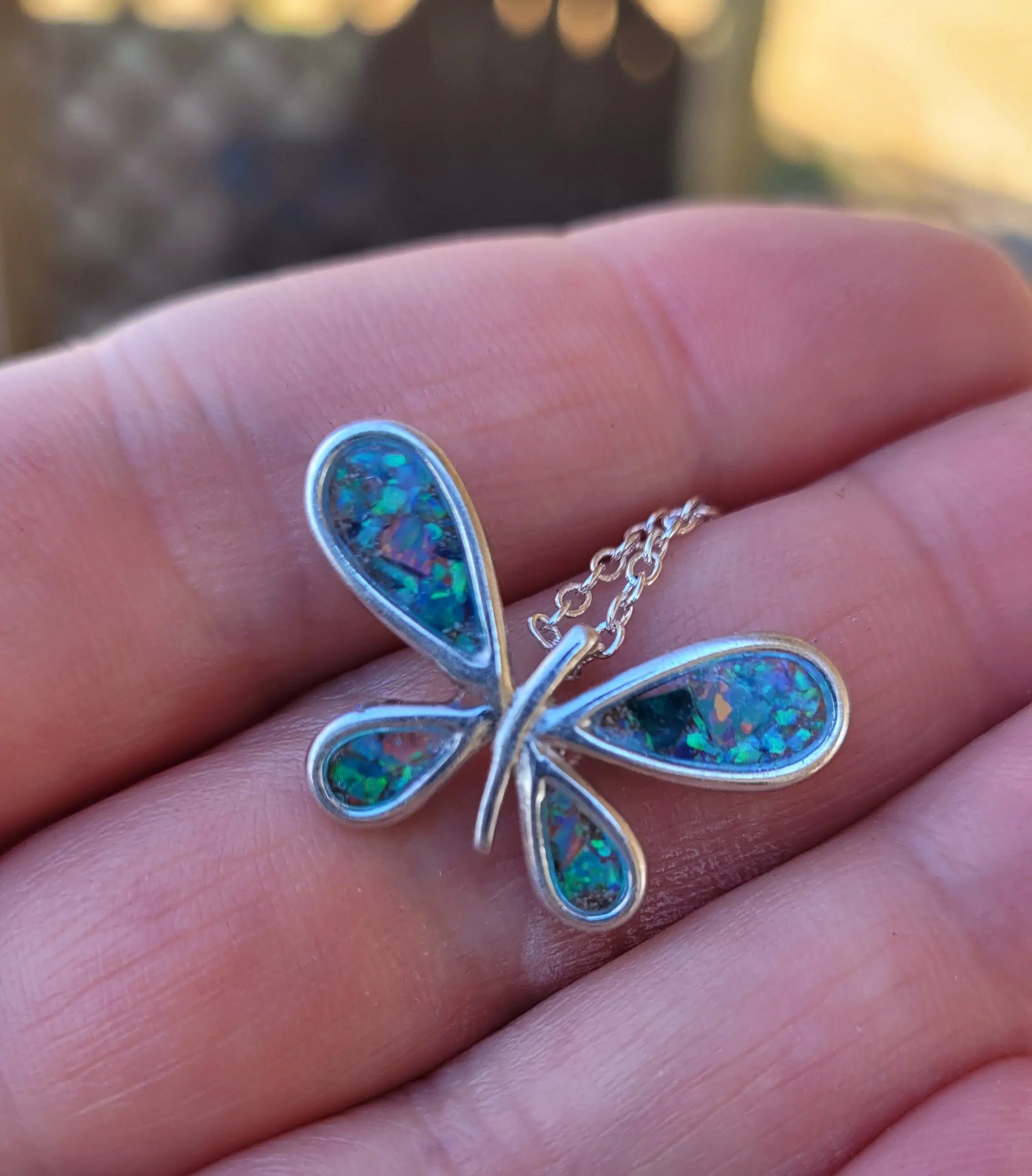 Sterling Silver Butterfly Memorial Pendant by Cotton Street Art Company, handmade jewelry detail photo 2