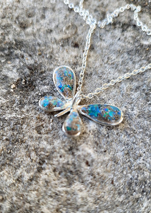 Sterling Silver Butterfly Memorial Pendant by Cotton Street Art Company, handmade jewelry detail photo 4
