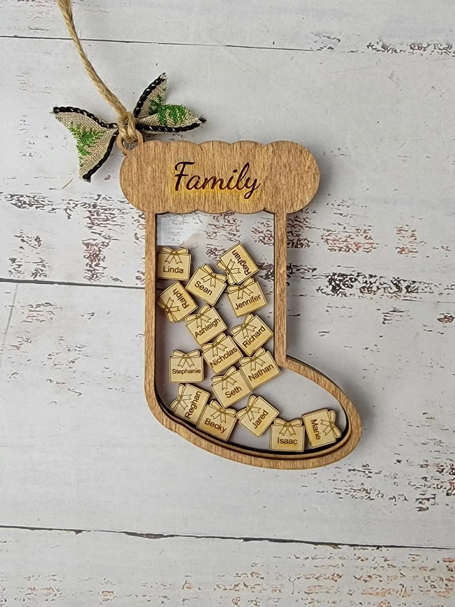 Stocking Christmas Shaker Ornament Personalized With Family Names EverLee Creations