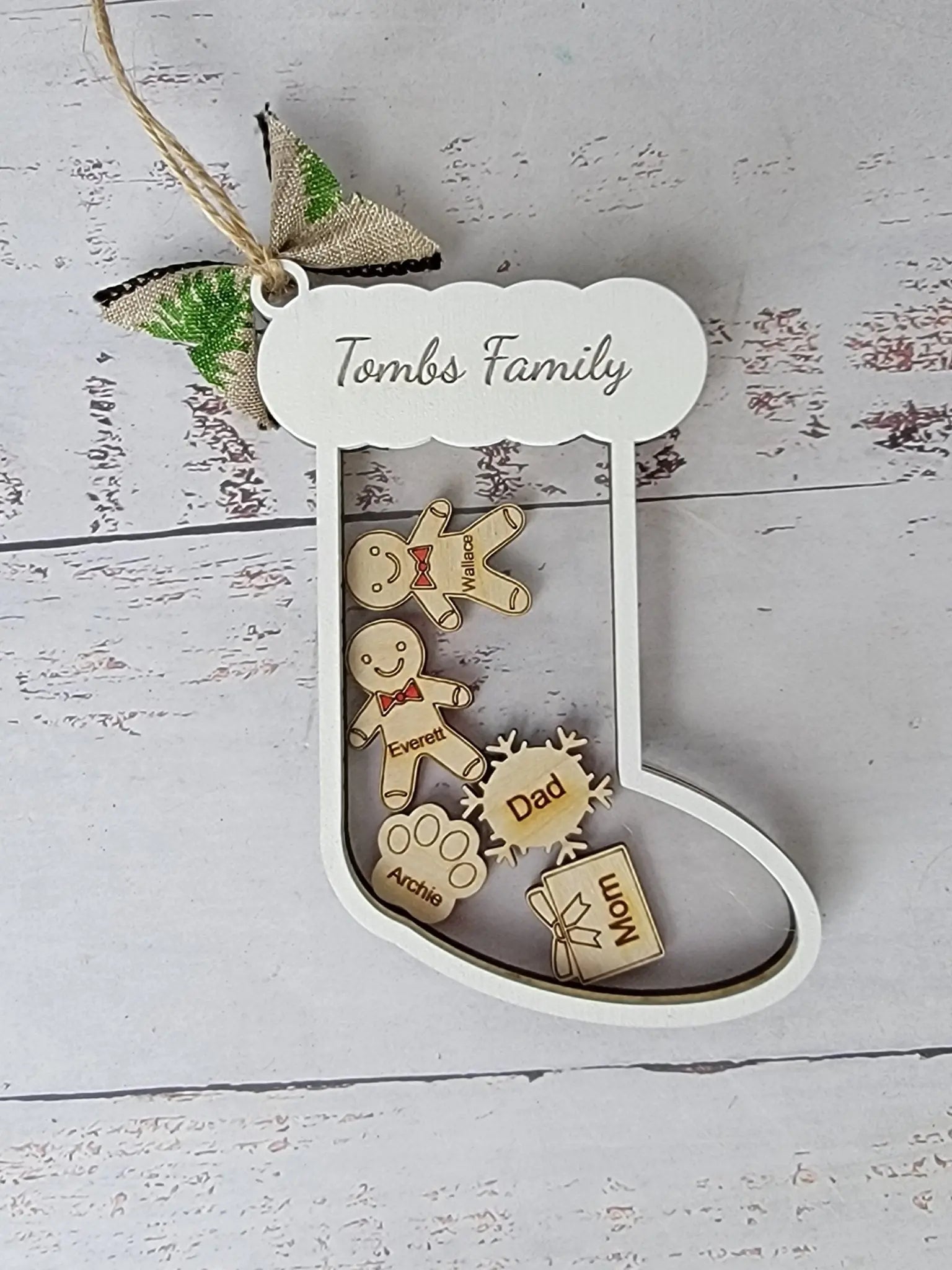 Stocking Christmas Shaker Ornament Personalized With Family Names EverLee Creations