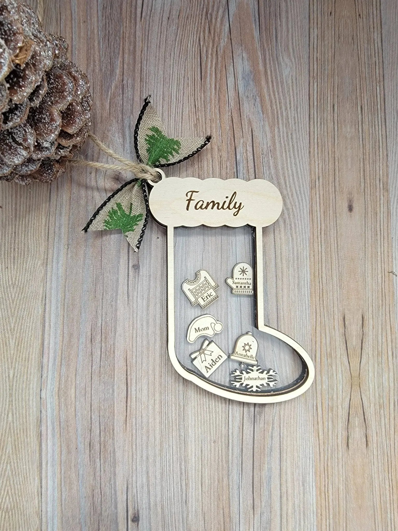 Stocking Christmas Shaker Ornament Personalized With Family Names EverLee Creations