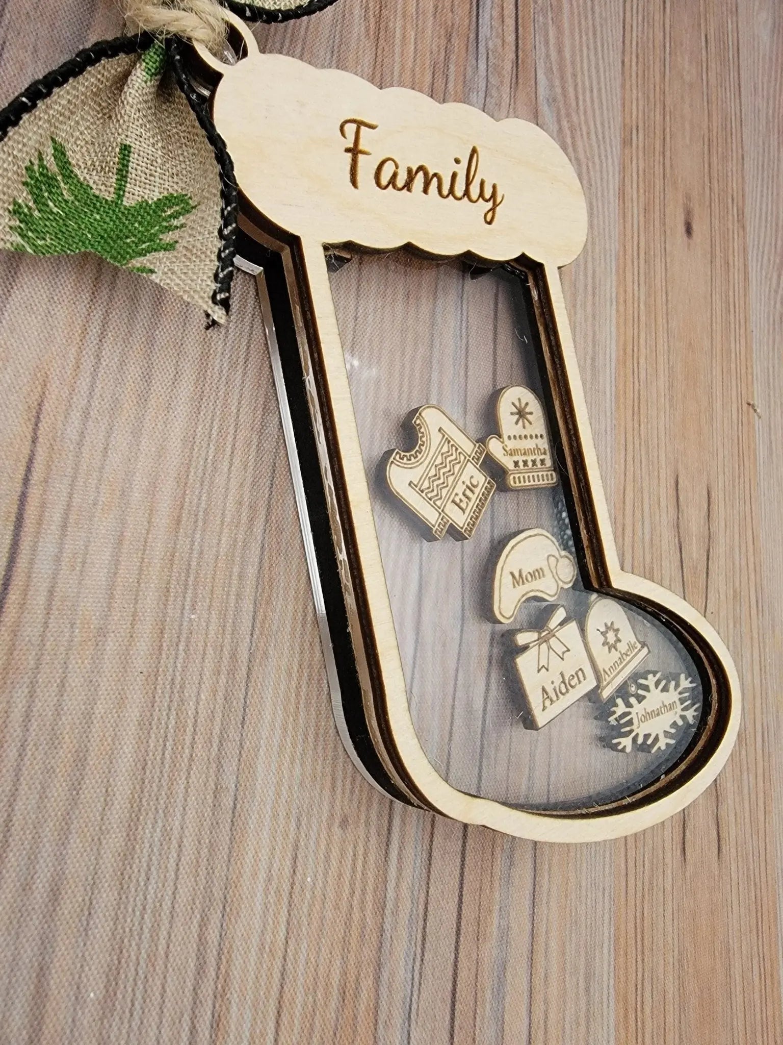 Stocking Christmas Shaker Ornament Personalized With Family Names EverLee Creations