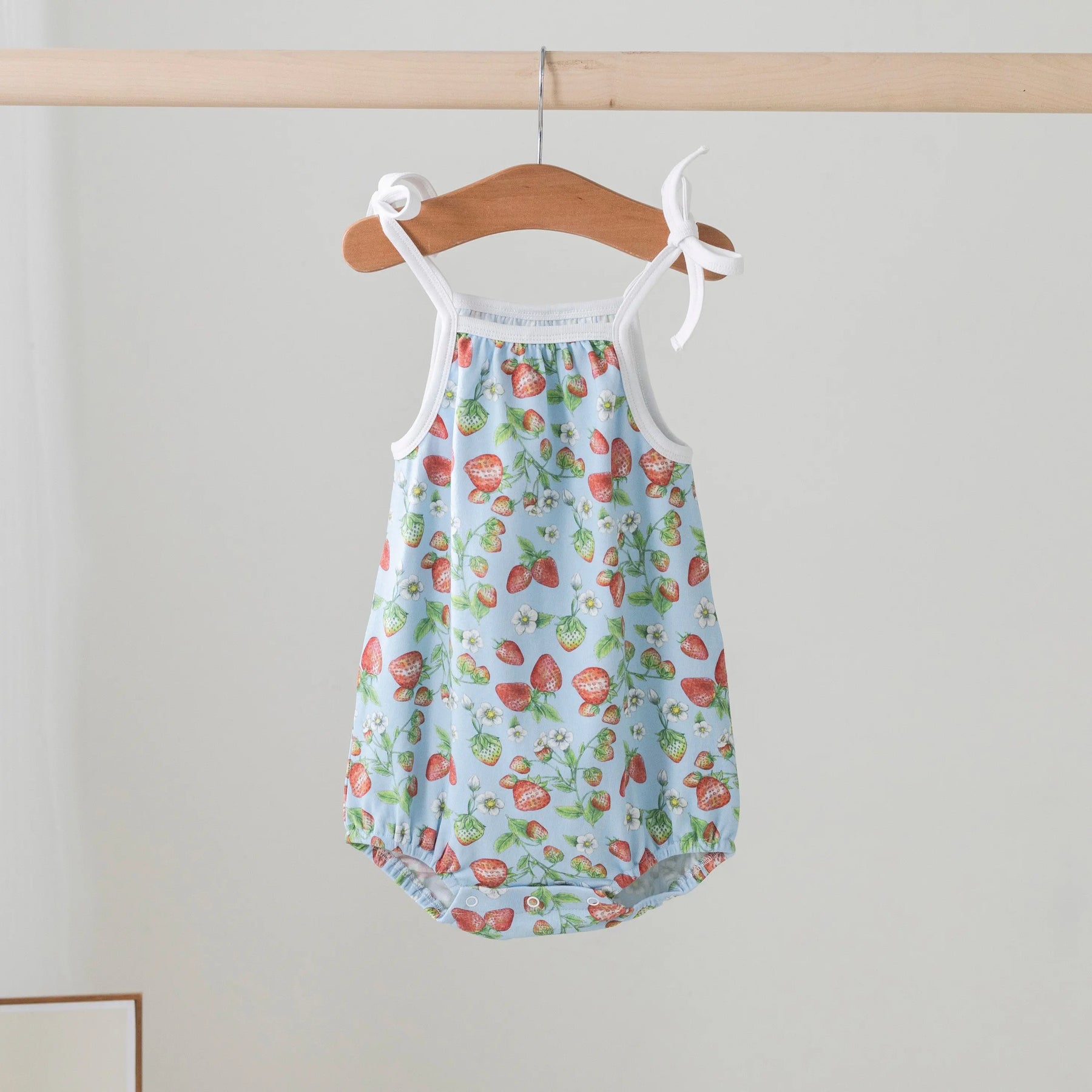Strawberry Fields Organic Cotton Shoulder-Tie Onesie Nola Tawk