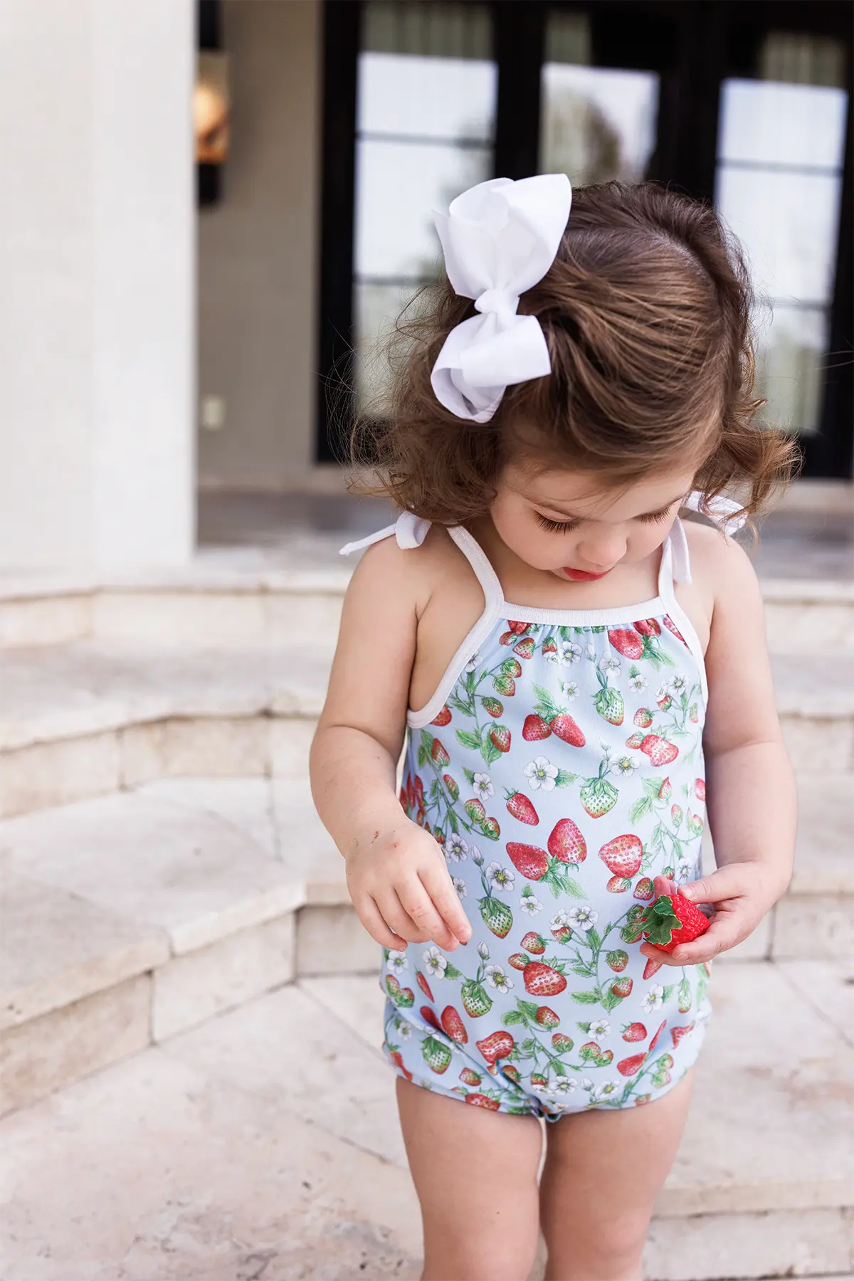 Strawberry Fields Organic Cotton Shoulder-Tie Onesie Nola Tawk
