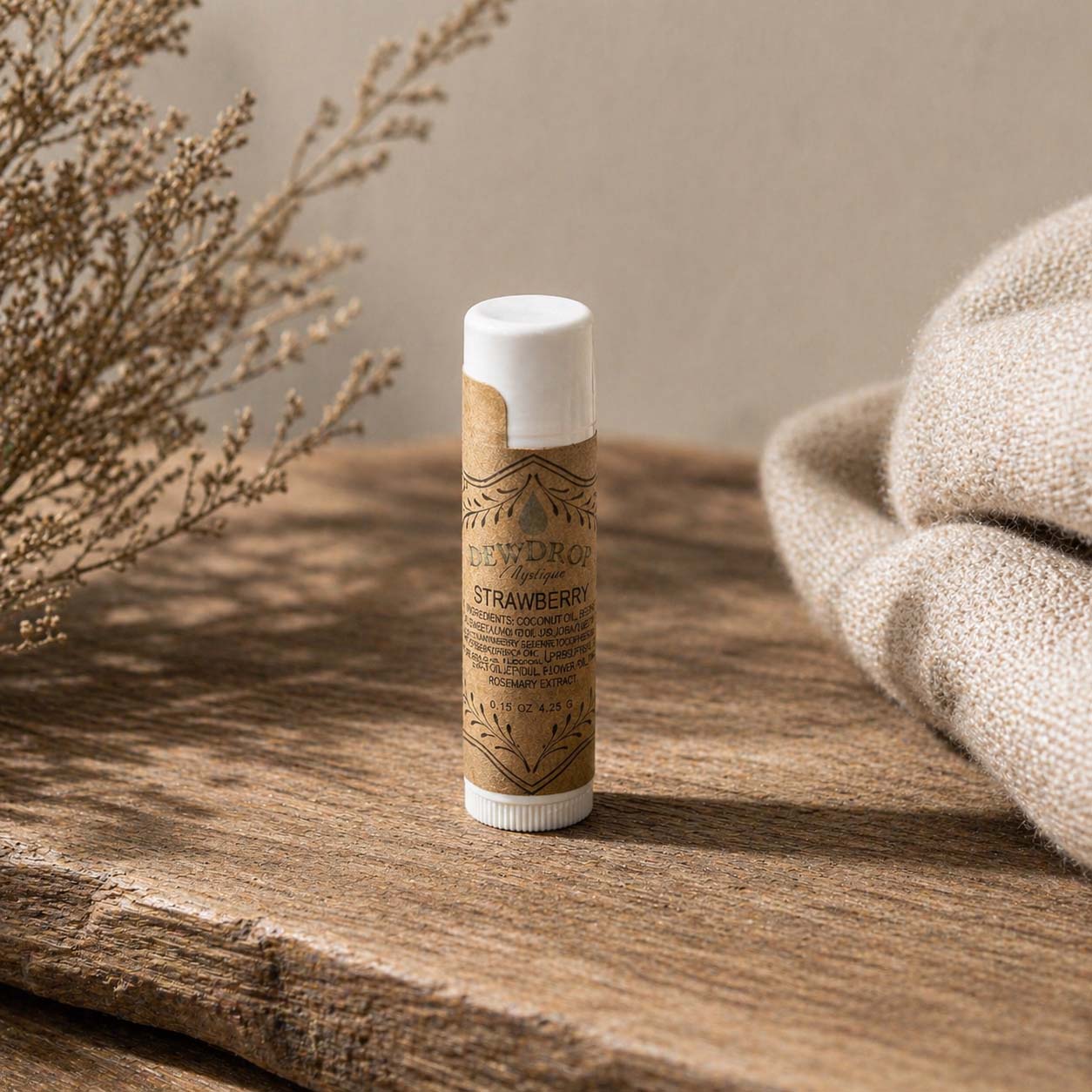 Strawberry Lip Balm by Dewdrop Mystique LLC, natural skincare main product photo