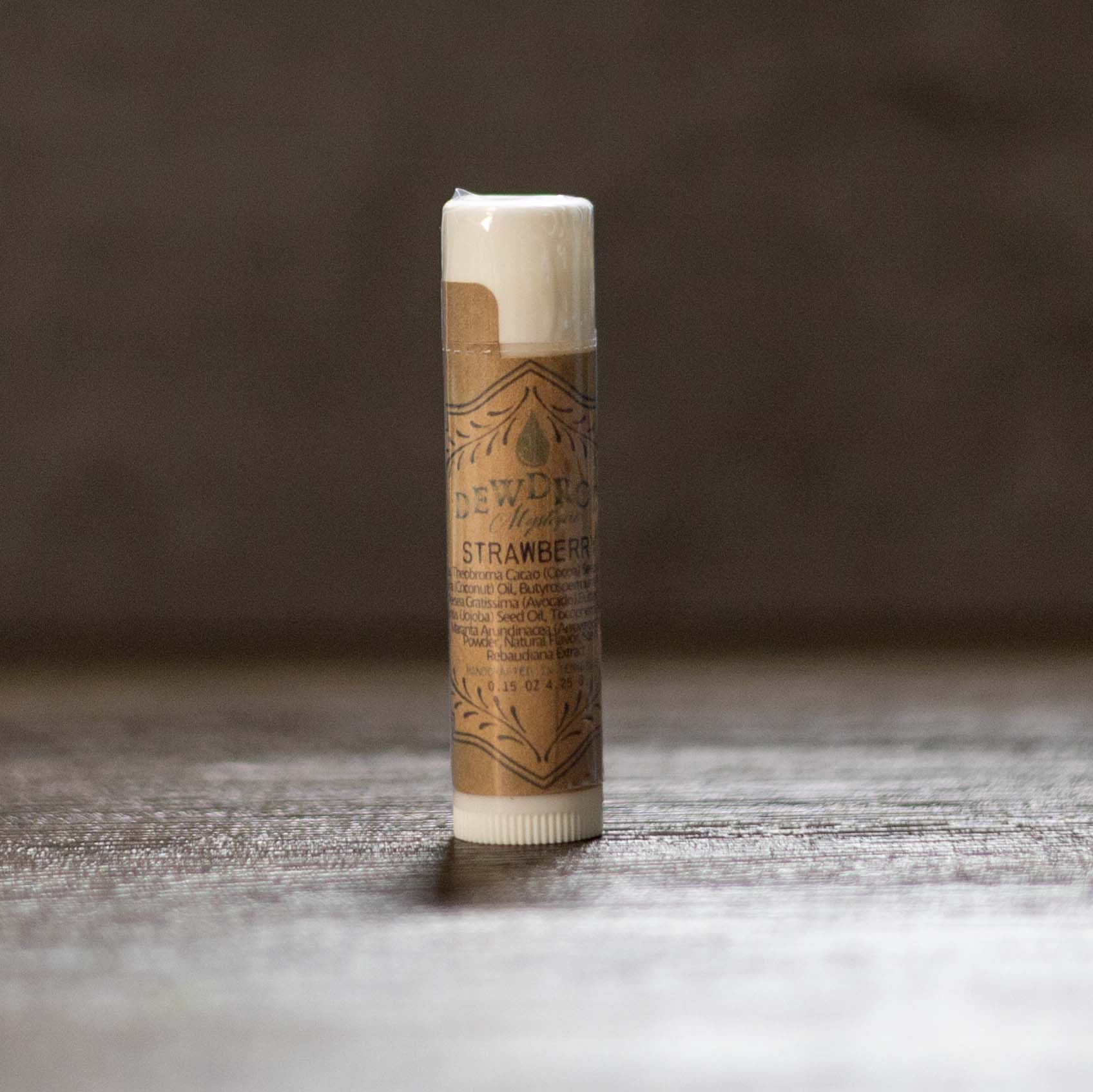 Strawberry Lip Balm by Dewdrop Mystique LLC, natural skincare detail photo 2