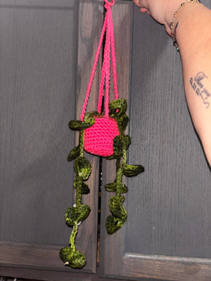 Strings of Hearts Crocheted Hanging Plant by Main Street Collective - Handmade faux succulent home decor, unique gifts