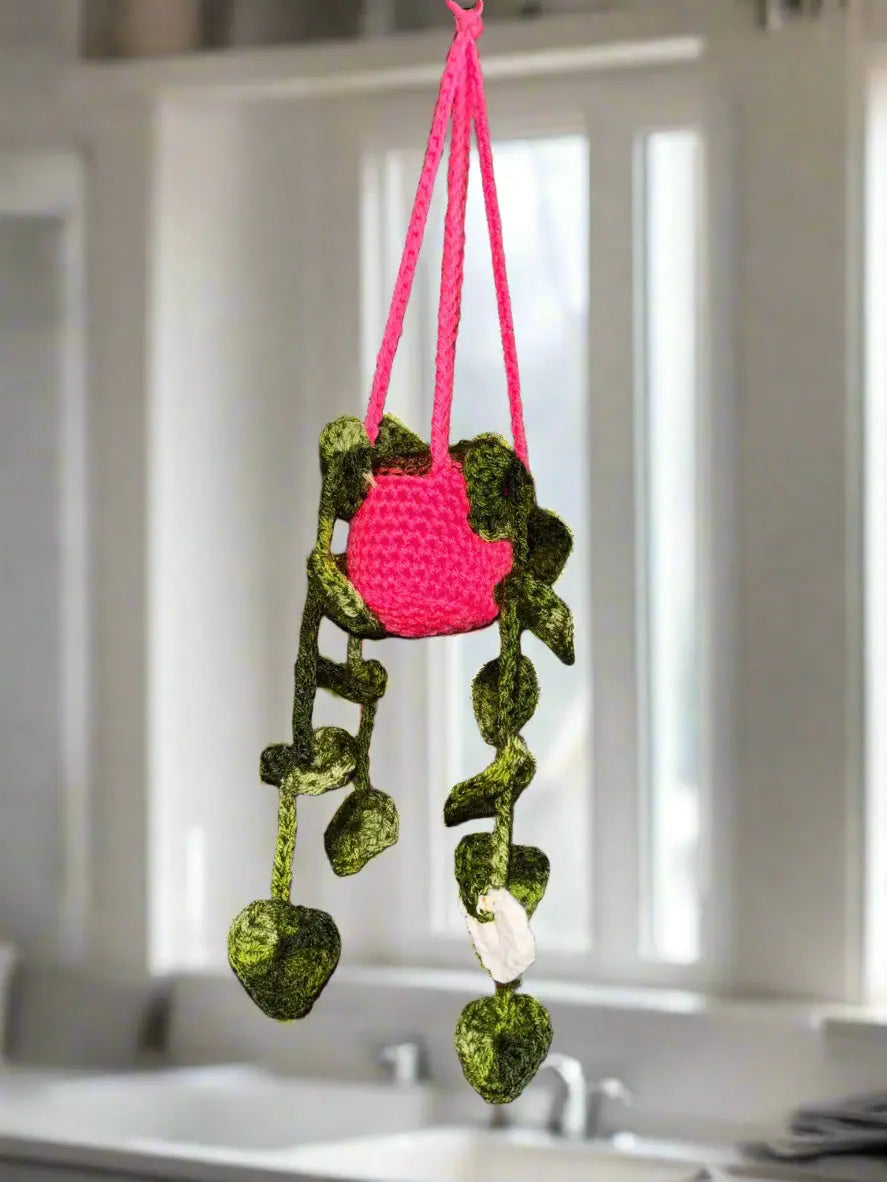 Strings of Hearts - Handmade Crochet Hanging Plant Faux Succulent Home Decor by Klassy Krafts, handmade jewelry main product photo