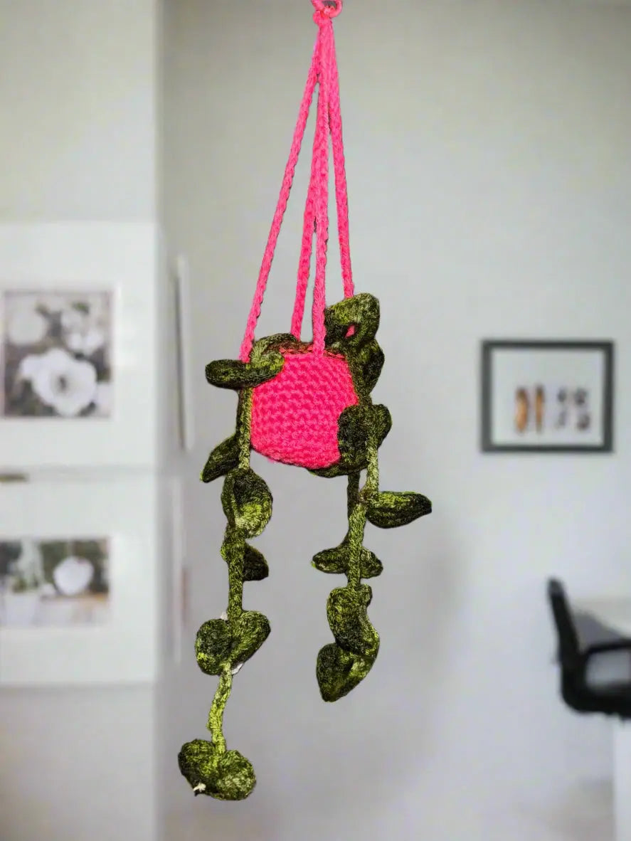 Strings of Hearts - Handmade Crochet Hanging Plant Faux Succulent Home Decor by Klassy Krafts, handmade jewelry detail photo 2