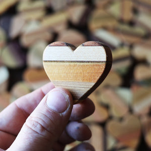 Striped Wooden Hearts