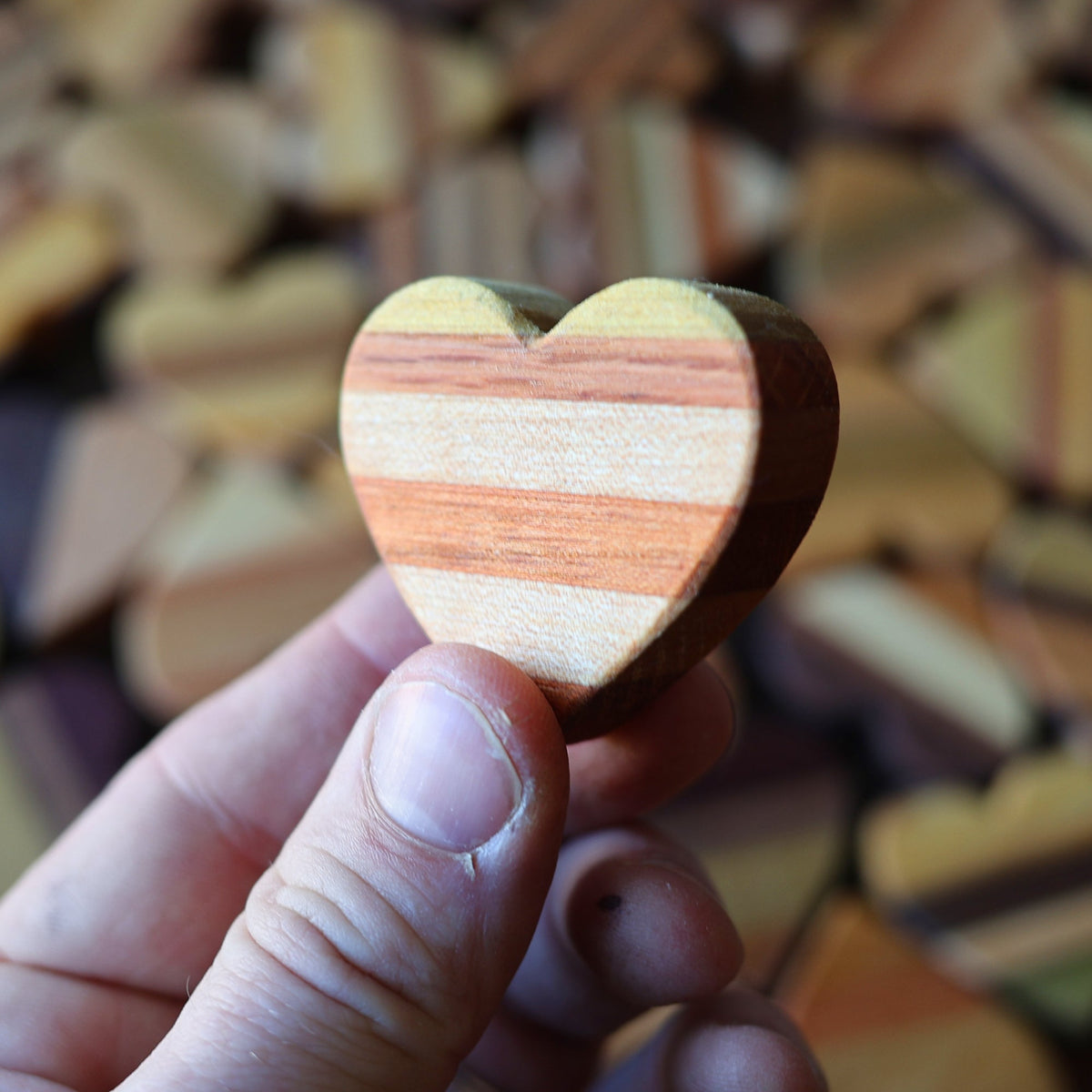 Striped Wooden Hearts