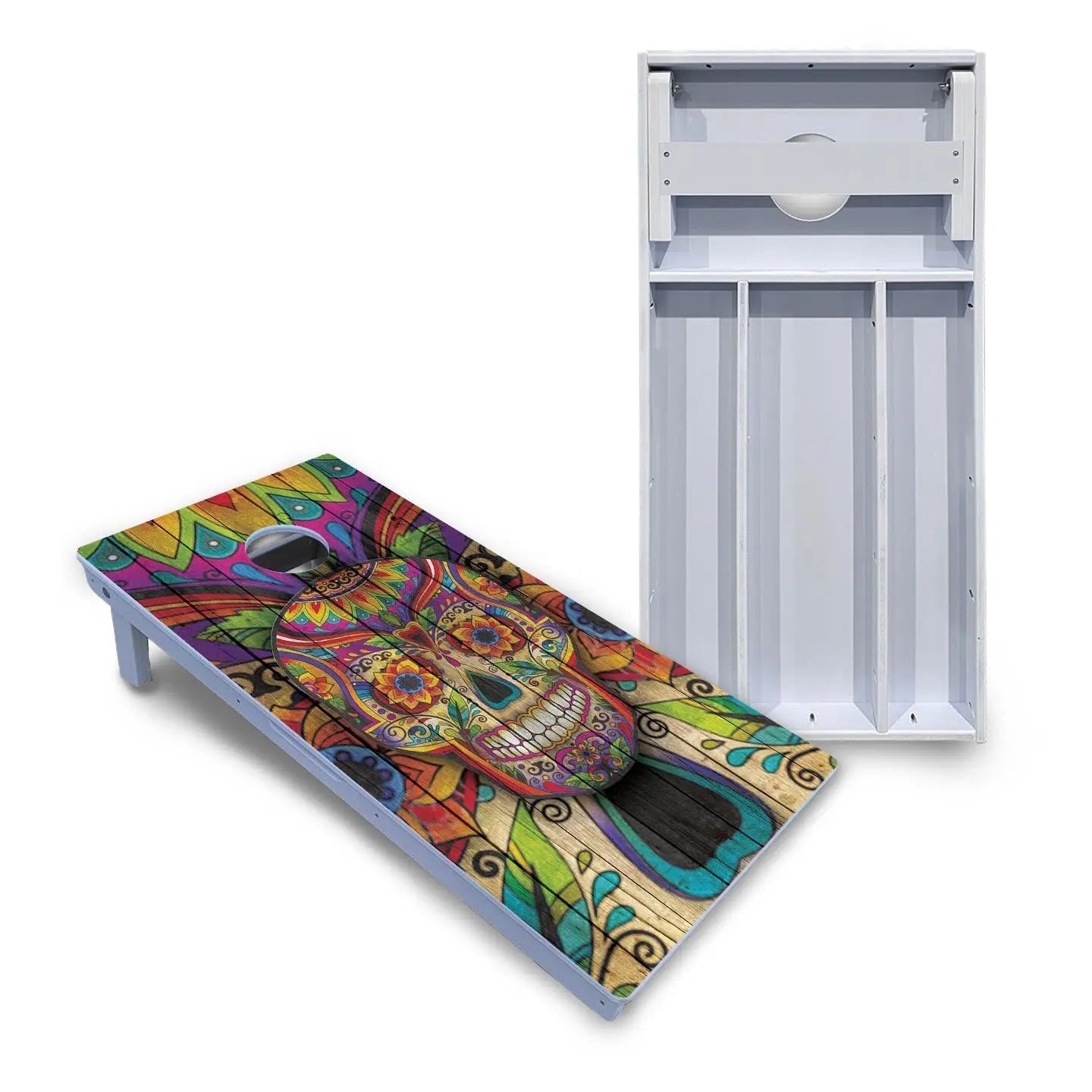 Sugar Skull Cornhole Boards - All Weather Series - Colorful by Cornhole Solutions, custom cornhole board main product photo