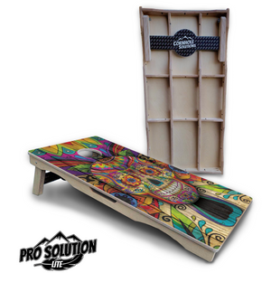 Sugar Skull Cornhole Boards - Pro Solution Lite Series - Colorful by Cornhole Solutions, custom cornhole board detail photo 2