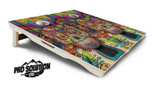 Sugar Skull Cornhole Boards - Pro Solution Lite Series - Colorful by Cornhole Solutions, custom cornhole board detail photo 4