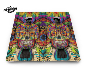 Sugar Skull Cornhole Boards - Pro Solution Lite Series - Colorful by Cornhole Solutions, custom cornhole board detail photo 3