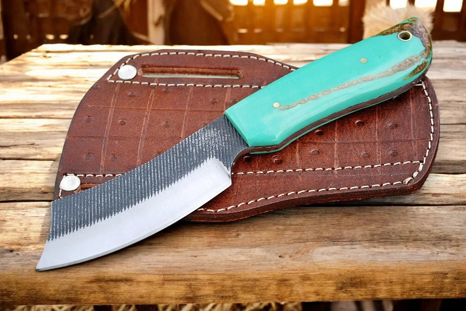 Summer Adventure Belt Knife – Handmade & Rugged by Damascus Knife Store, Damascus knife main product photo