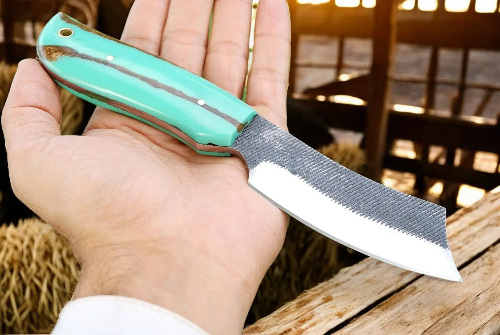 Summer Adventure Belt Knife – Handmade & Rugged by Damascus Knife Store, Damascus knife detail photo 2