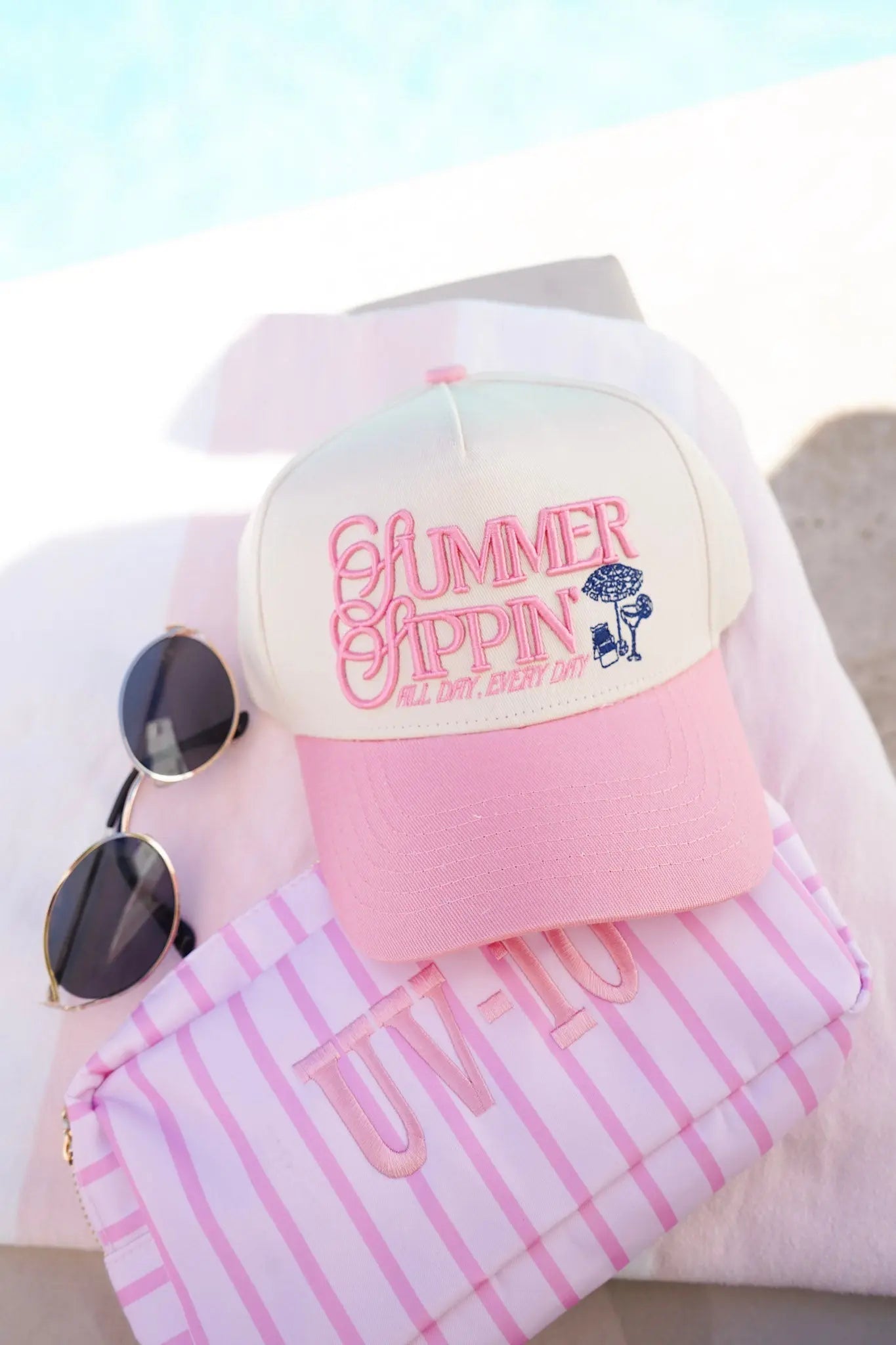 Summer Sippin' - Pink Vintage Trucker Hat KenzKustomz
