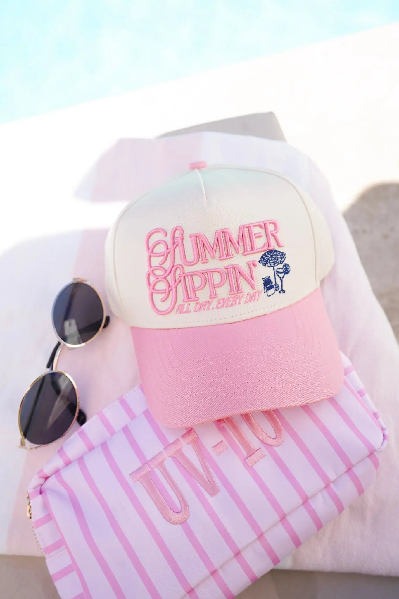 Summer Sippin' - Pink Vintage Trucker Hat KenzKustomz