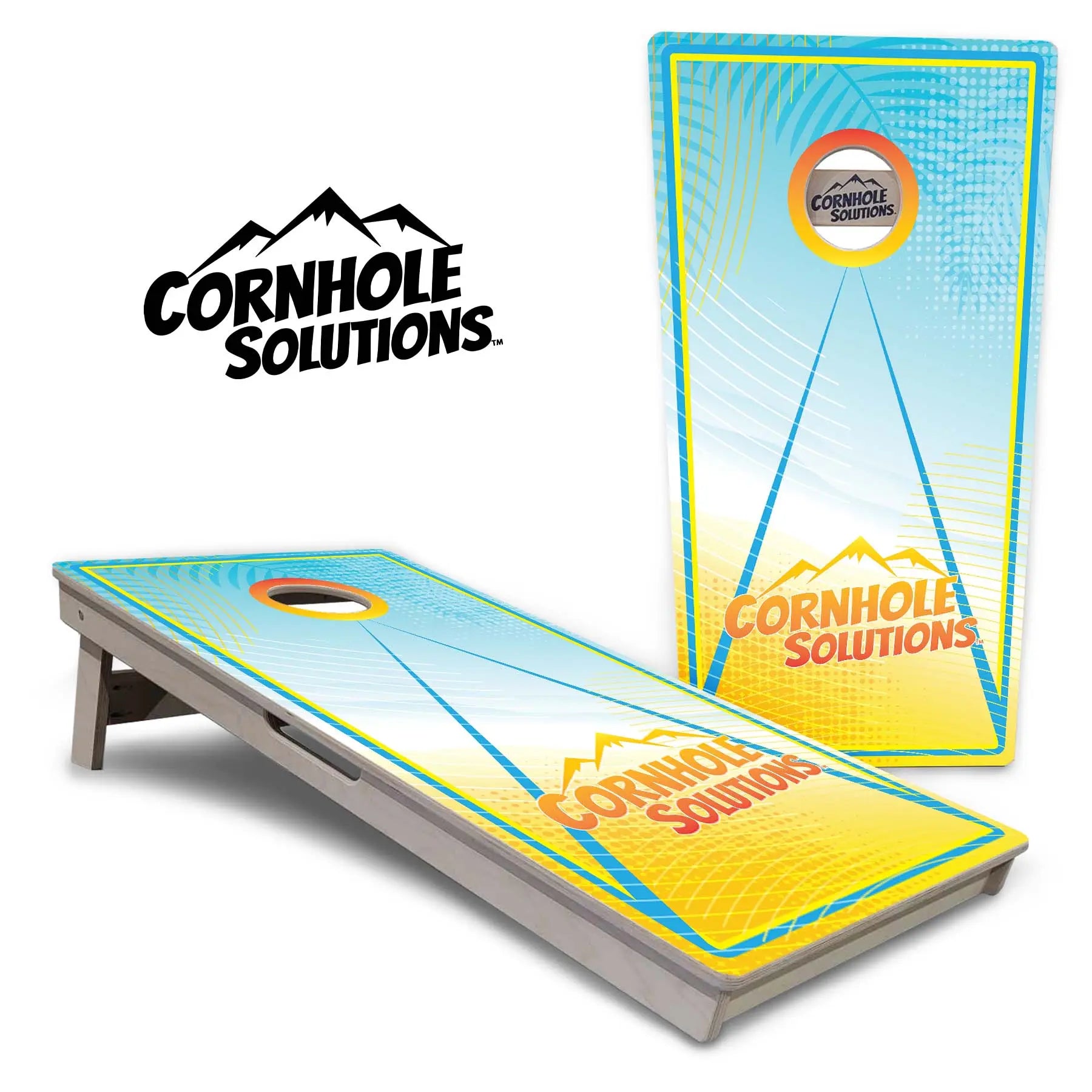 Summertime CS Logo Cornhole Boards - Professional Tournament Series by Cornhole Solutions, custom cornhole board main product photo