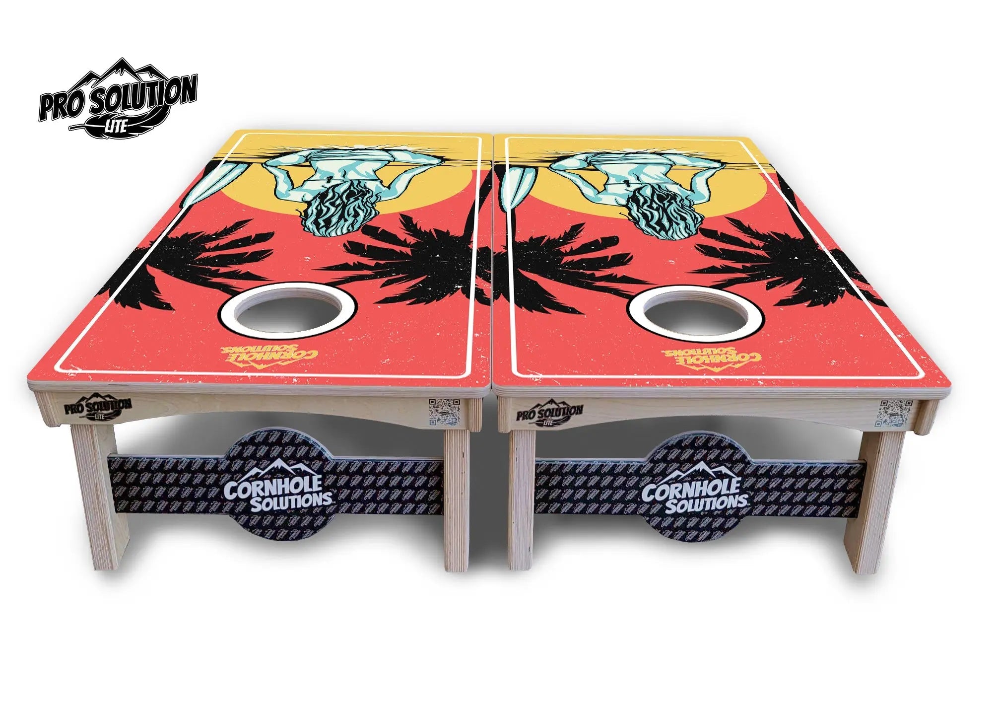Sunset Girl Cornhole Boards - Pro Solution Lite Series by Cornhole Solutions, custom cornhole board detail photo 2
