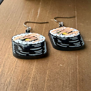 Sushi Lover Acrylic Earrings by Poor Hog Customs, handmade jewelry detail photo 4