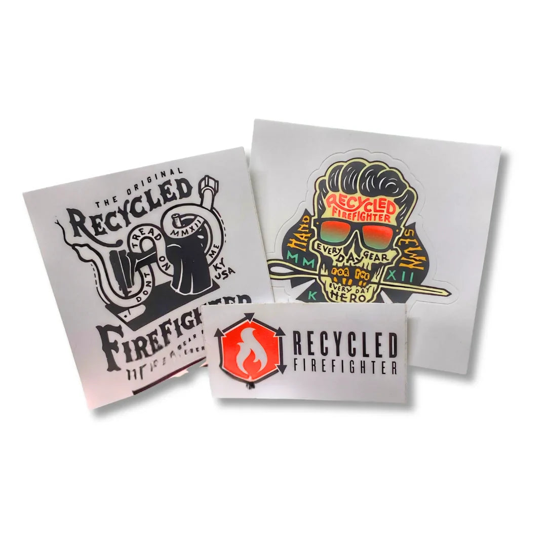 Recycled Firefighter swag sticker design assortment