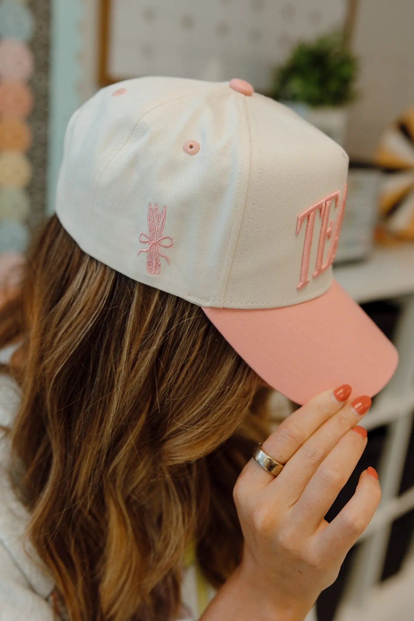 TEACH - Pink Vintage Trucker Hat KenzKustomz
