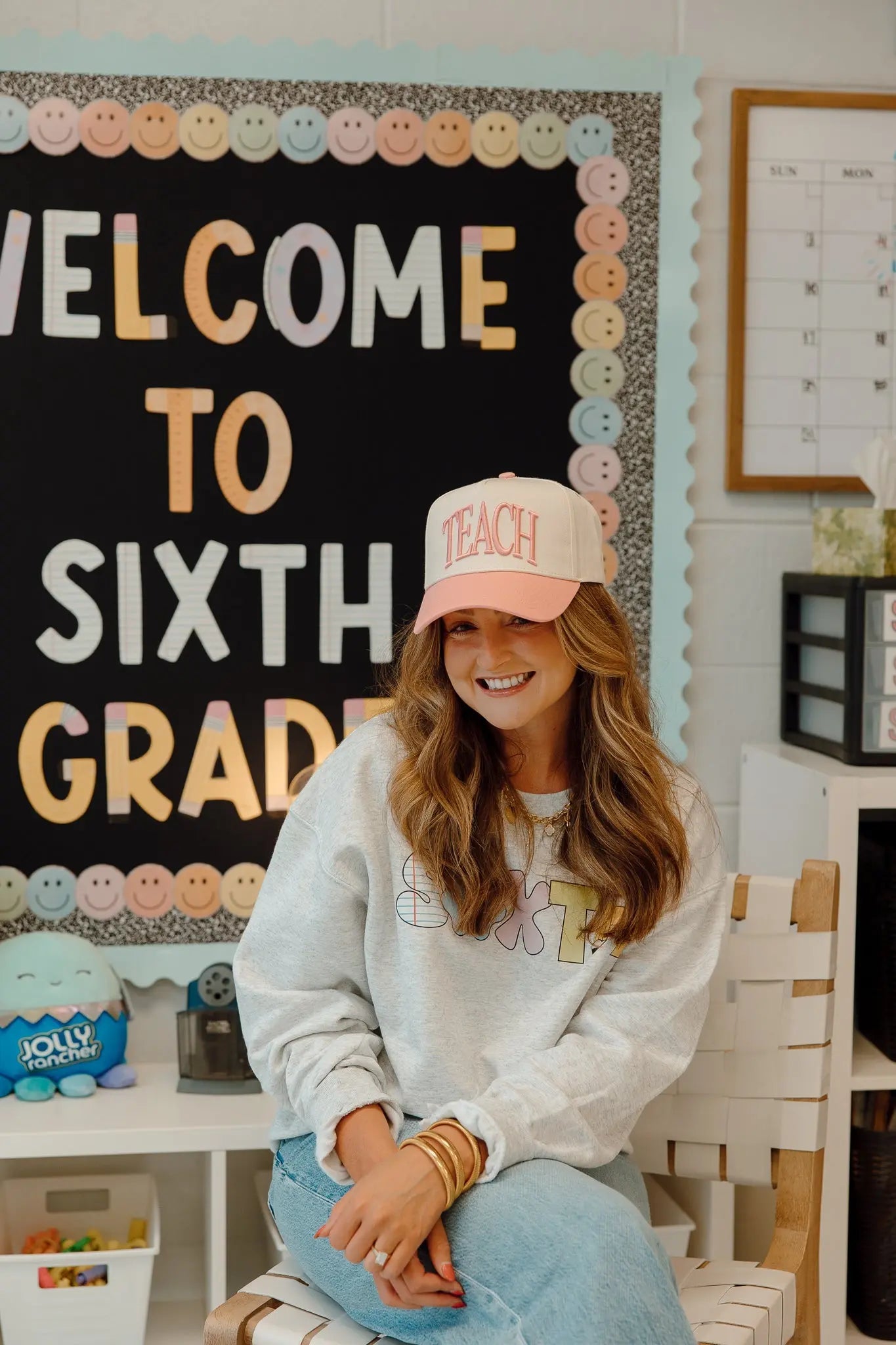 TEACH - Pink Vintage Trucker Hat KenzKustomz