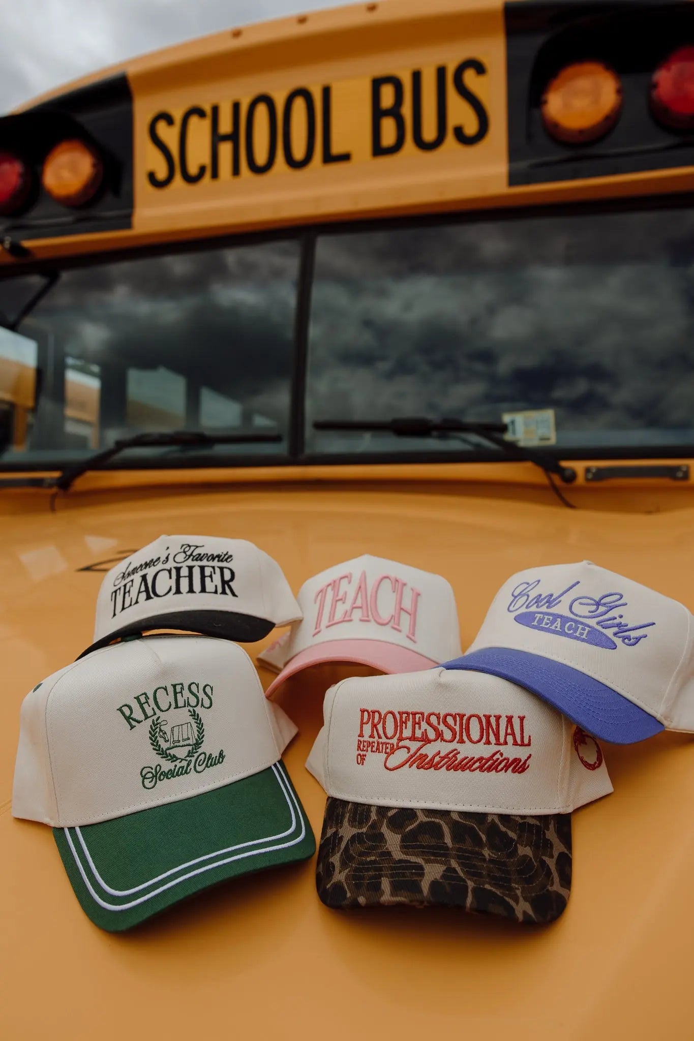 TEACH - Pink Vintage Trucker Hat KenzKustomz