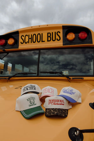 TEACH - Pink Vintage Trucker Hat KenzKustomz