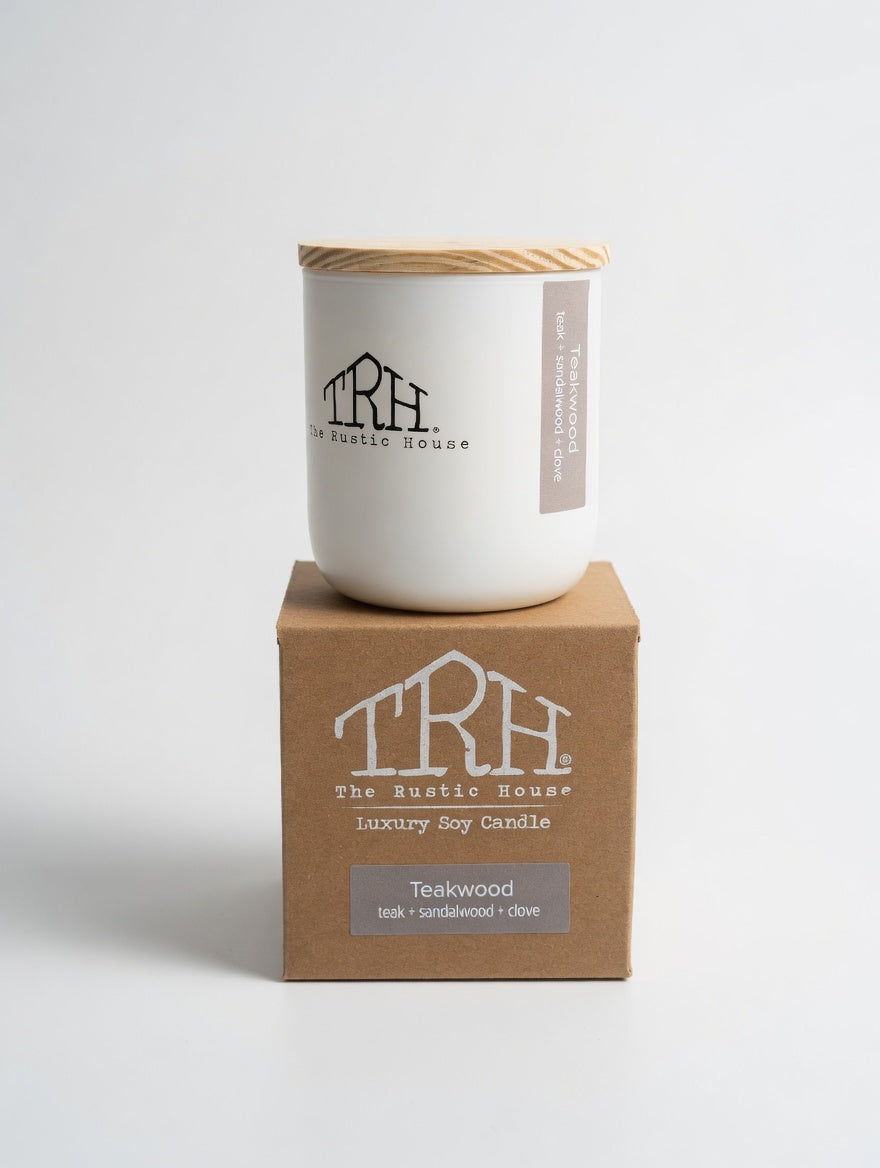 Teakwood Candle by The Rustic House, Southern food gift detail photo 3