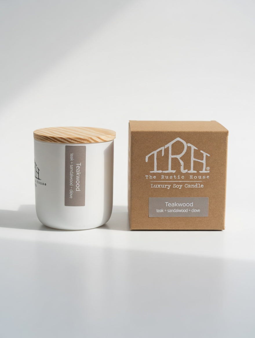 Teakwood Candle by The Rustic House, Southern food gift detail photo 2