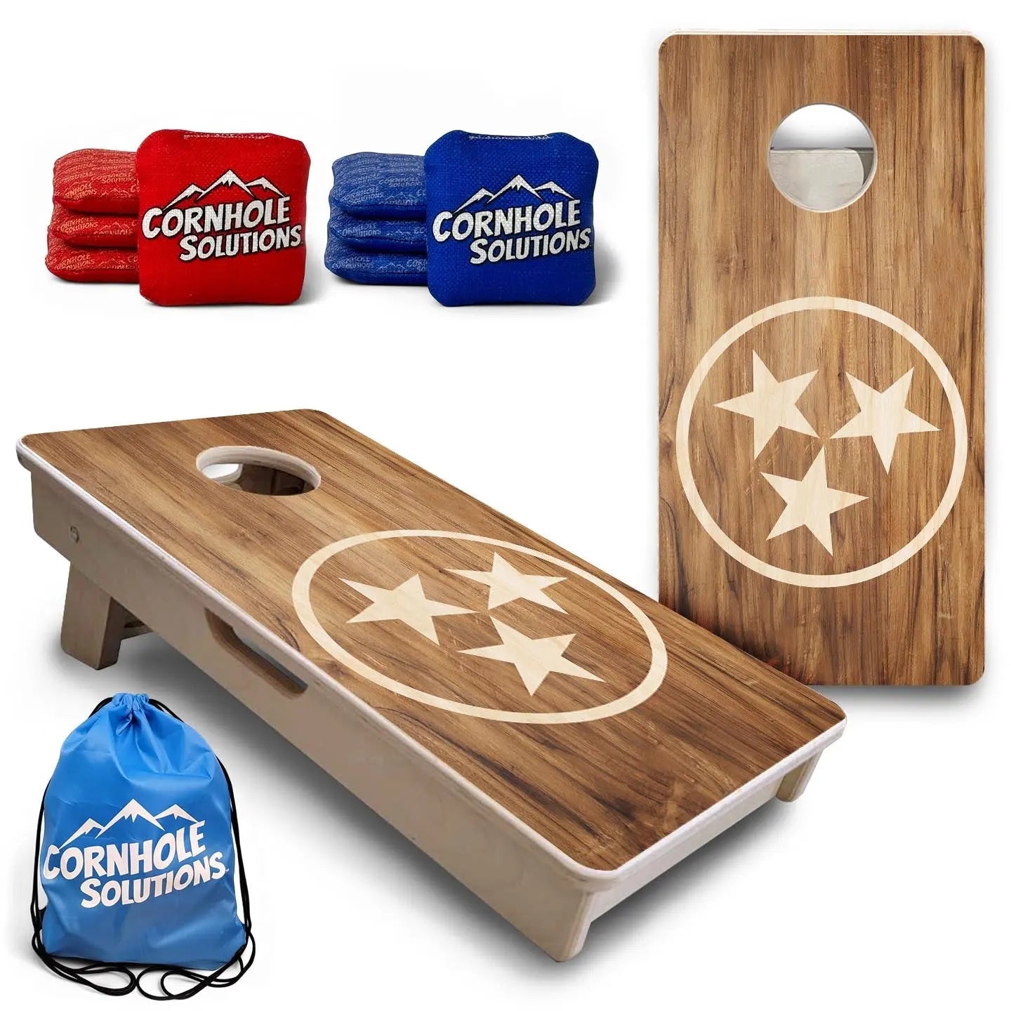 TN Tri-Star Woodgrain - Mini or Vacation Size Cornhole Boards by Cornhole Solutions, custom cornhole board main product photo