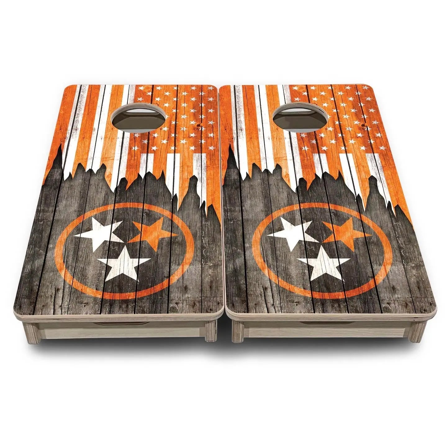 TN USA Orange Flag - Mini or Vacation Size Cornhole Boards by Cornhole Solutions, custom cornhole board detail photo 2