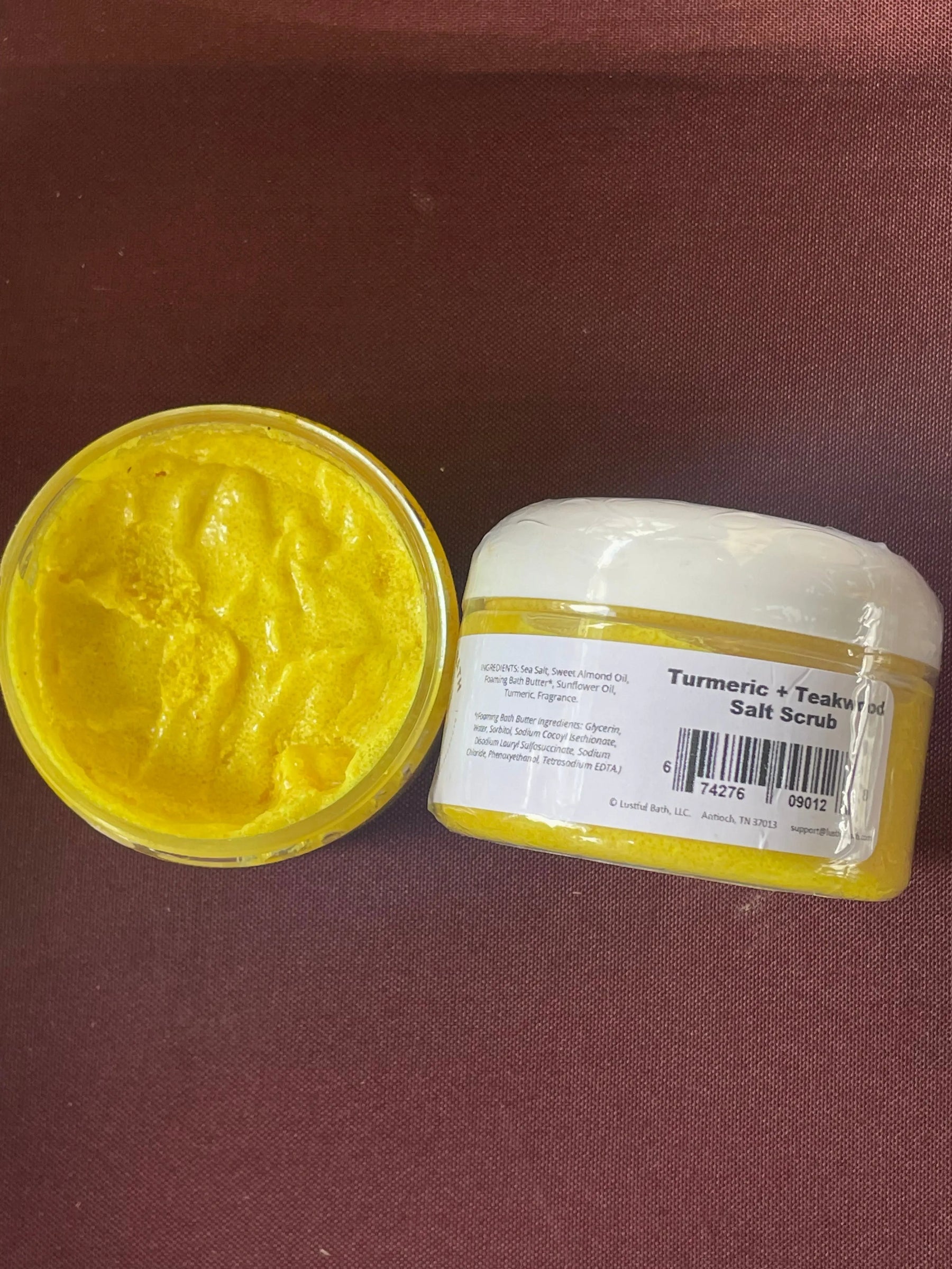 Turmeric + Teakwood Foaming Salt Scrub by Lustful Bath, LLC, Southern food gift main product photo