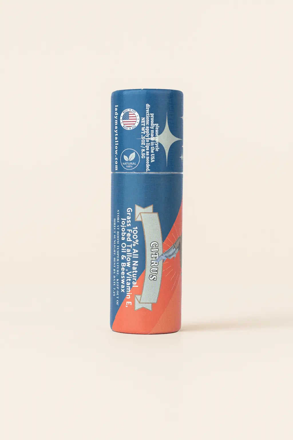 Tallow Lip Balm - CHOOSE A FLAVOR - Natural Beef Tallow Lip Moisturizer with Beeswax & Jojoba Oil The Lady May