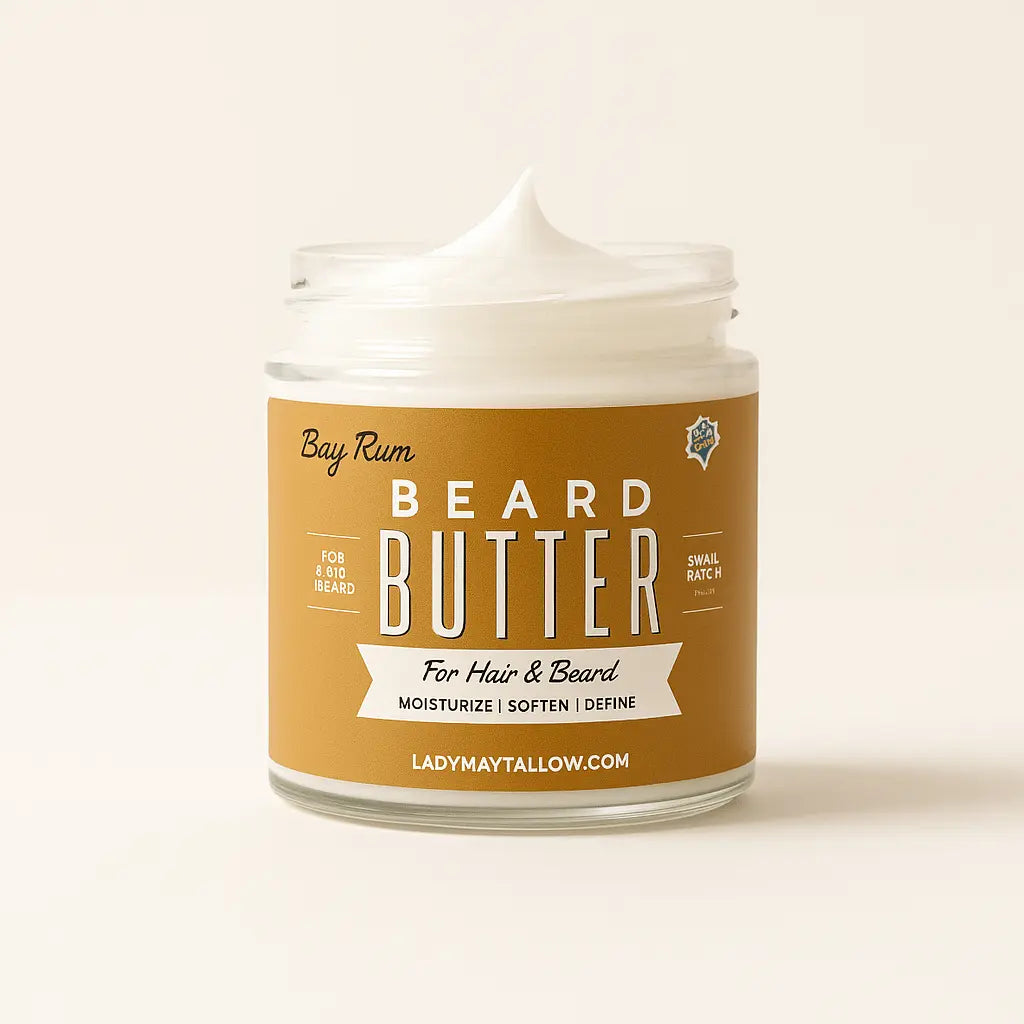 Tallow Man Bay Rum Beard + Body Butter | Men's Grooming | Grass-Fed Tallow | 9oz The Lady May
