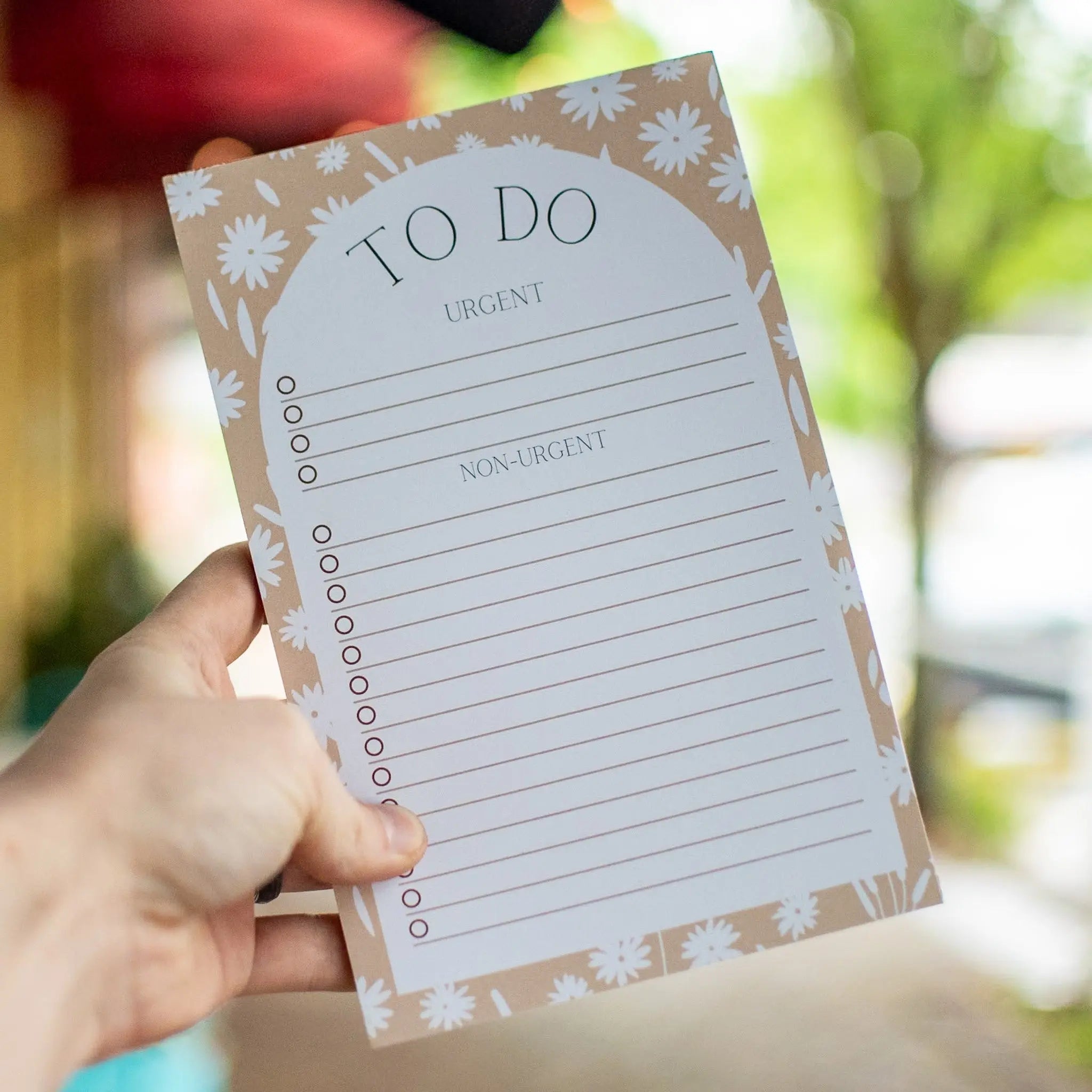 Tan and White Floral - To Do Notepad by Still Magnolia, stationery main product photo