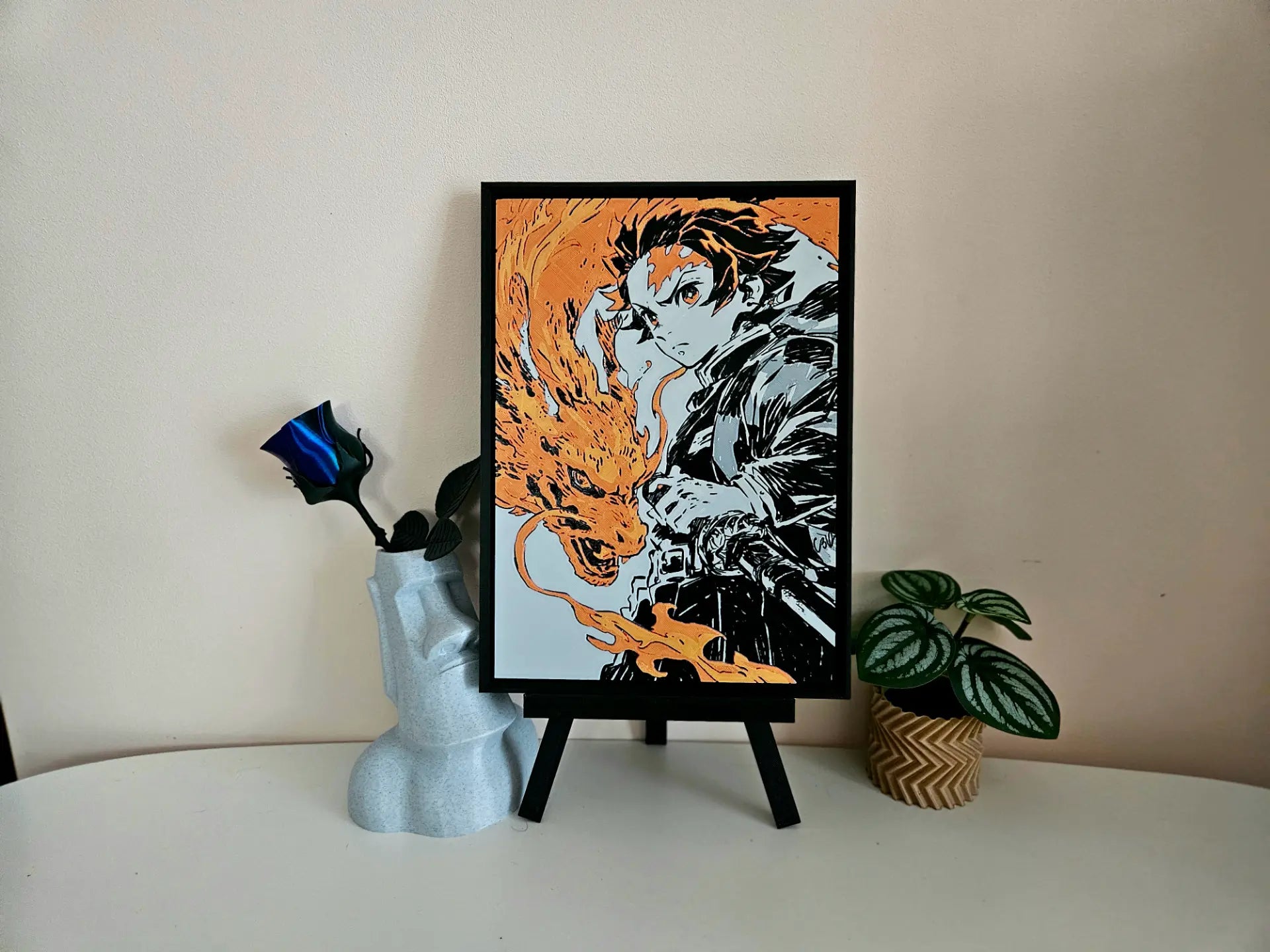 Tanjiro Hinokami Kagura Filament Painting – Demon Slayer Anime Wall Art by The Tween Space, Southern home decor detail photo 2
