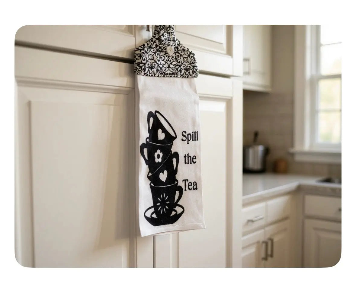 Tea Towel-Spill The Tea by Two Beachin' Sisters, Southern food gift main product photo