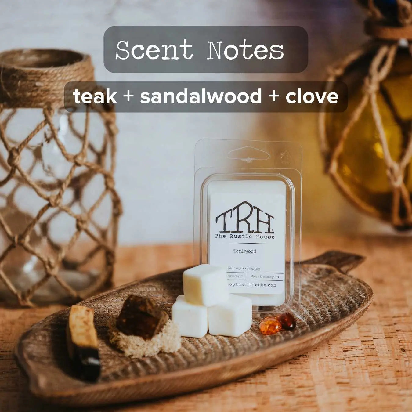 Teakwood Wax Melt by The Rustic House, Southern food gift detail photo 2
